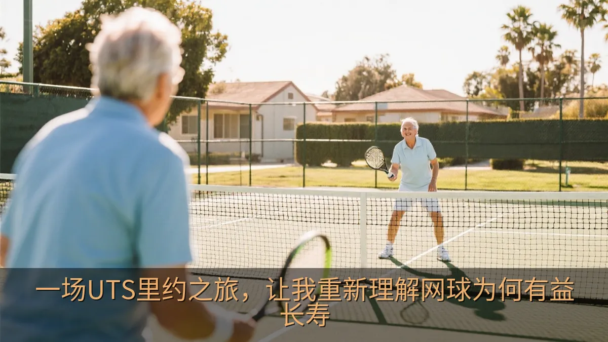 两名业余网球爱好者在阳光下的球场上隔网对打
